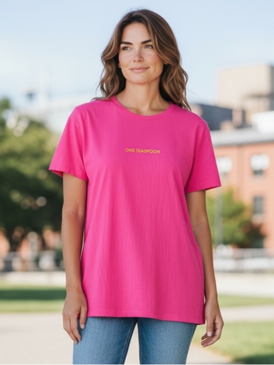 One Teaspoon Tops - One Teaspoon Hot Pink Logo Short Sleeve Tee